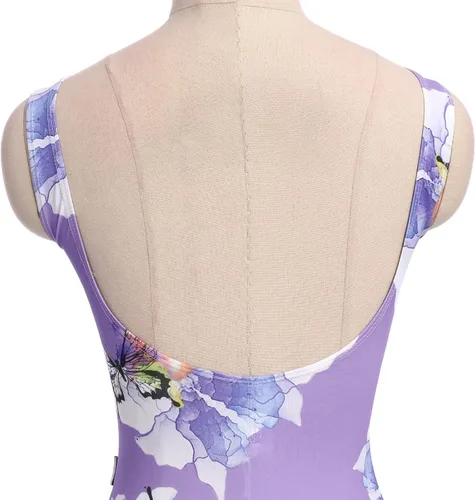 Miniatura 40 de AFAVOM Leotardos de ballet para mujeres adultas con estampado de flores de mariposa sin espalda, leotardos de gimnasia con brasier y prácticas