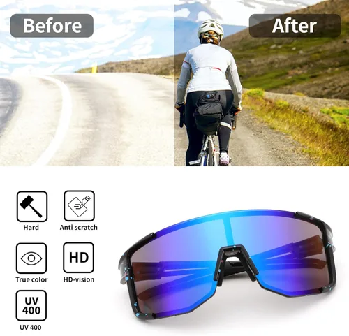 Miniatura 5 de FEISEDY Gafas de sol deportivas para hombres y mujeres, ligero TR90 marco UV400 MTB, correr, pesca, béisbol, B0224