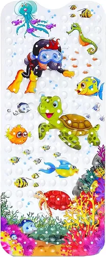 Miniatura 7 de Tapete de baño antideslizante para baño interior para niños, niñas y niños, tapete de ducha de animales marinos de dibujos animados, tapete de baño
