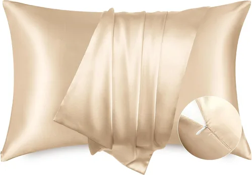 Miniatura 14 de Bedsure Funda de almohada de satén para el cabello, fundas de almohada de satén, tamaño estándar con cremallera, 20 x 26 pulgadas, paquete de 2, 01