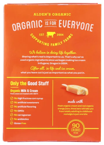 Miniatura 4 de Aldens Organic New School - Barras de helado de naranja, 3 onzas líquidas, 4 unidades por paquete, 12 paquetes por caja.