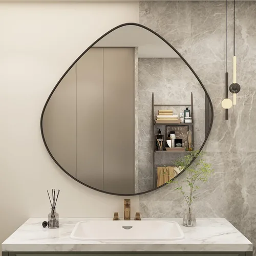 Miniatura 69 de Paquete de 2 espejos de baño con marco de metal negro de 22 x 30 pulgadas, espejo rectangular redondeado negro mate, antioxidante, se cuelga
