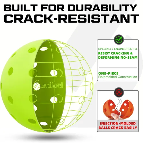Miniatura 2 de Bolas de Pickleball Srikel para Exteriores - Bolas de Pickleball Aprobadas por USAPA, Diseño Roto-Moldeado Sin Costuras para Durabilidad, 4 Paquetes