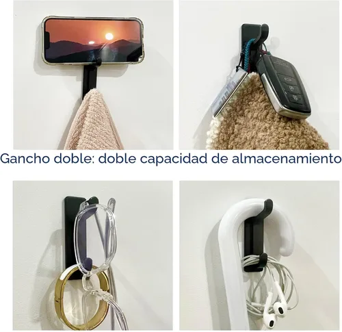Miniatura 7 de pickpiff Paquete de 12 ganchos de pared para abrigo y toalla: colgador adhesivo de puerta de 13 libras, color negro