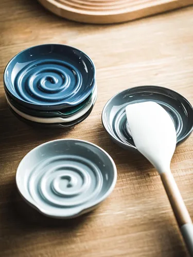Miniatura 5 de Soporte para cuchara, soporte para cuchara con bandeja profunda para evitar derrames de salsa, soporte para utensilios para espátula, cuchara de Gris