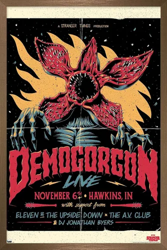 Miniatura 15 de Netflix Stranger Things - Póster de pared en vivo Demogorgon, 22.4 pulgadas de largo x 14.7 pulgadas de ancho, versión enmarcada de madera de granero