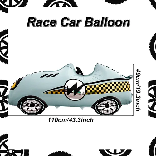 Miniatura 2 de 2 globos grandes para autos de carreras, globos de carreras de 43 pulgadas color azul azulado para decoración de fiesta de autos de carreras