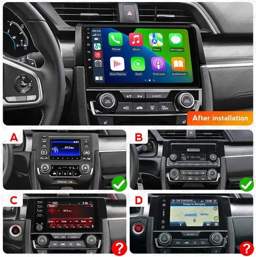 Miniatura 2 de Radio estéreo Android para Honda Civic 2016 2017 2018 2019 2020 2021, 8 núcleos inalámbricos con cable para Car-Play Android Auto GPS Navegación