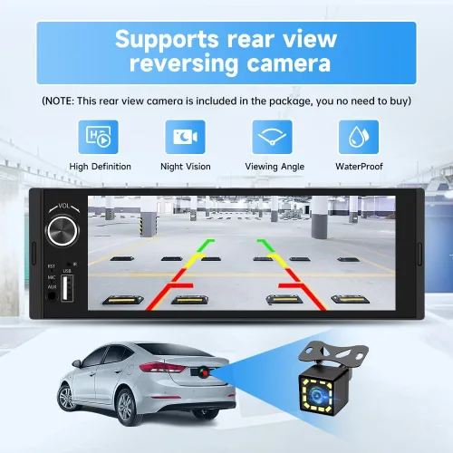 Miniatura 5 de Estéreo de Automóvil de Un Solo DIN, Radio con Pantalla Táctil HD IPS de 6.36 Pulgadas CarPlay y Android Auto con Bluetooth con Cámara de Respaldo