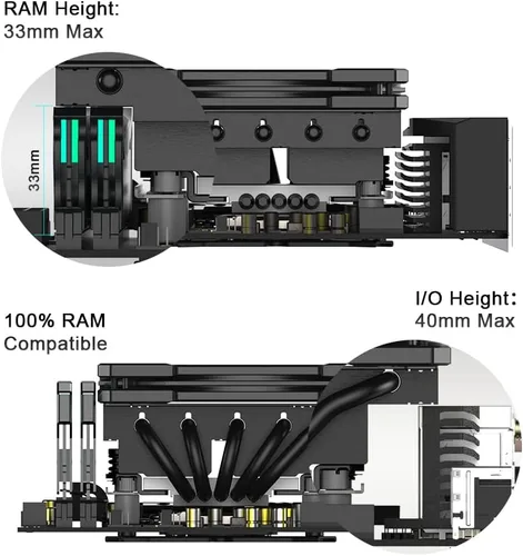 Miniatura 3 de ID-COOLING IS-55 Negro Enfriador de CPU de Bajo Perfil Enfriador de Aire de CPU de 57mm de Altura 5 Heatpipes Ventilador Delgado de 120x120x15mm