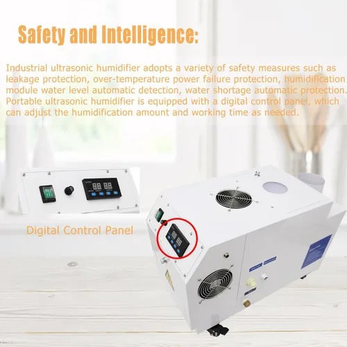 Miniatura 3 de Humidificador industrial 13.2 lbs/h Humidificador ultrasónico de invernadero humidificador portátil continuo Cool Mist Maker comercial con agujero