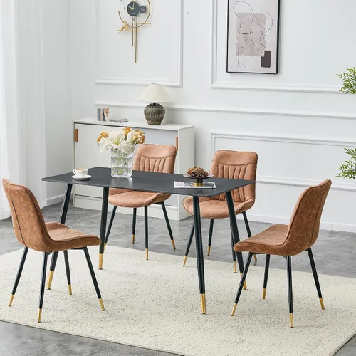 Miniatura 35 de Modern Dining Table Set for 4,50" Sintered Stone Table Set for 4,Marble Dining Table Set of 4 with Upholstered Chair,5 Piece Rectangular Dining Room