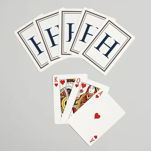 Miniatura 7 de Lantern Press Monograma, Estate, Gris y Azul, H (52 cartas de juego, baraja de cartas de tamaño póquer con Jokers)