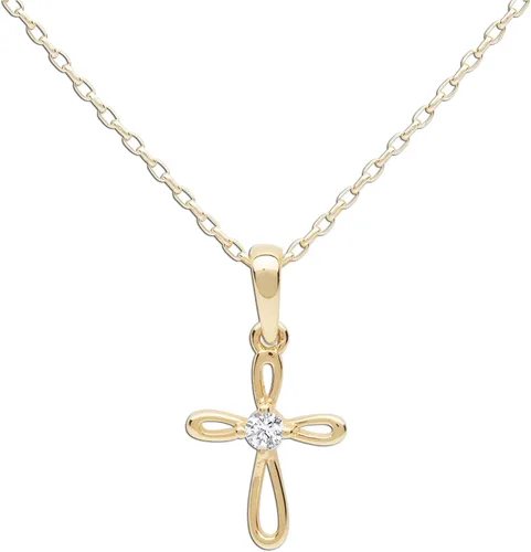 Cherished Moments Collar con colgante de cruz infinita de primera comunión de plata de ley para niña con circonita cúbica, Metal, Circonia cúbica