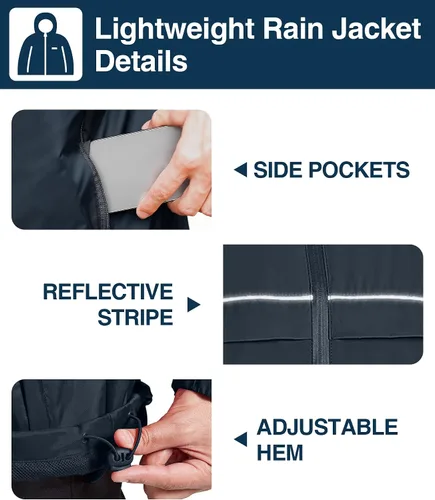 Miniatura 12 de SWISSWELL Chaqueta impermeable para hombre, rompevientos, ligera con capucha para uso diario casual