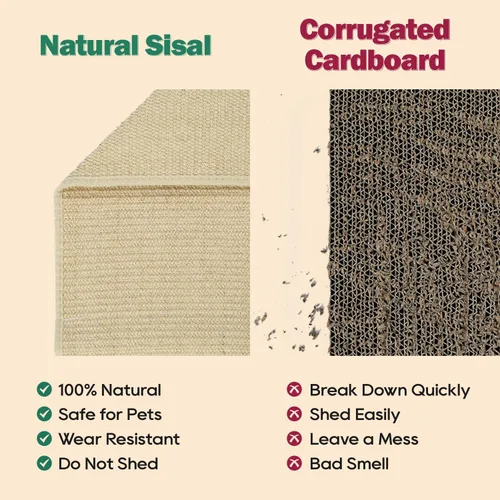 Miniatura 3 de Zakkart Hamaca rascador de sisal para gatos, rascador 2 en 1 para gatos y cama de descanso, tapete de sisal 100% natural, marco de madera maciza