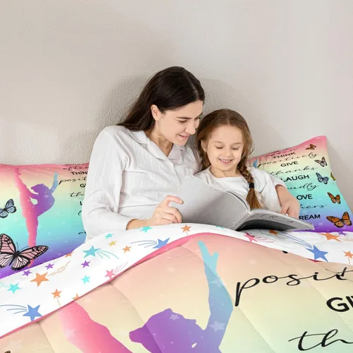Miniatura 97 de Erosebridal Juego de ropa de cama de princesa de ballet, tamaño Queen, juego de edredón de 3 piezas para niñas bailarinas de ballet, lindo juego