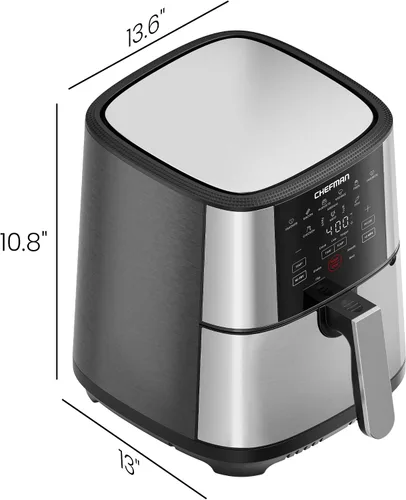 Miniatura 9 de Chefman Freidora de aire, TurboFry, 4.7 litros, acero inoxidable