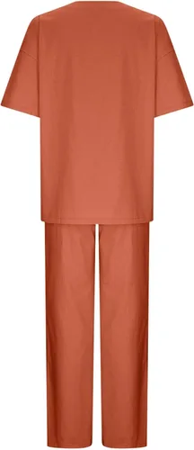 Miniatura 28 de Conjuntos de verano de 2 piezas para mujer, conjuntos elegantes y casuales de color liso, para verano, otoño, cuello redondo, tops y pantalones