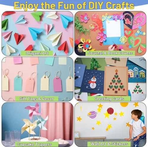 Miniatura 7 de Papel de construcción de 50 colores, 300 unidades, papel de color a granel de 8.5 x 11 pulgadas para manualidades, cartulina gruesa de 80 GSM