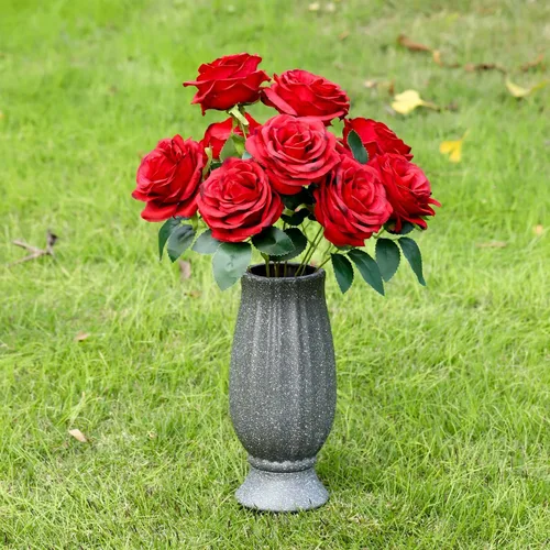 Miniatura 3 de bocola Jarrón de Cementerio con Punta de Metal -Soporte de Flores para Lápidas con Orificio de Drenaje para Flores Artificiales- Decoraciones