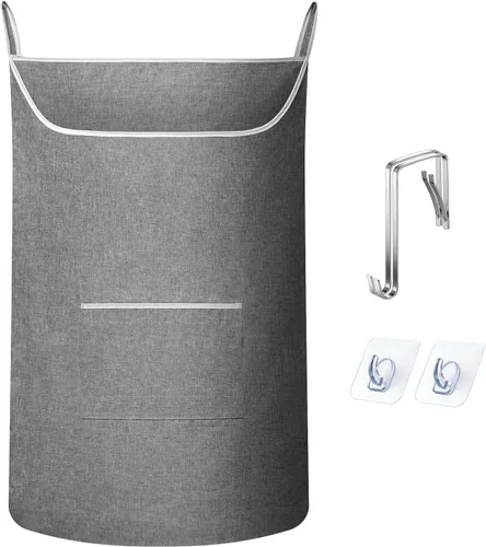 Miniatura 10 de SAVERHO Bolsa Cesta de Ropa Sucia Colgante Negra, Cesta Colgante XL para Puerta con Abertura Grande Bolsa de Almacenamiento de Ropa Sucia