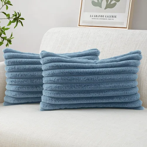 Miniatura 27 de MIULEE Juego de 2 fundas de almohada decorativas de piel sintética de 16 x 16 pulgadas, decoración moderna de primavera para el hogar, almohadas