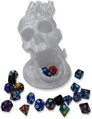 Miniatura 8 de MunnyGrubbers - Torre de dados de calavera de 6.5 pulgadas - (7 dados al azar D20 juego incluido) - Plástico sin olor a pintura - Juego de rol