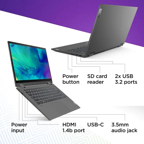 Miniatura 5 de Lenovo Laptop Flex 5 14, pantalla táctil FHD de 14.0 pulgadas, AMD Ryzen 5 5500U, 16 GB de RAM, 256 GB de almacenamiento, gráficos AMD Radeon
