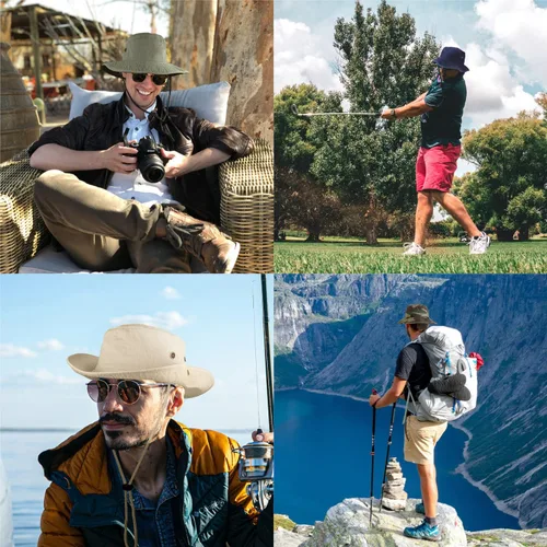 Miniatura 4 de Sombreros de ala ancha para senderismo, pesca, safari, Boonie, 100% algodón, protección solar UV, para hombres y mujeres, actividades al aire libre