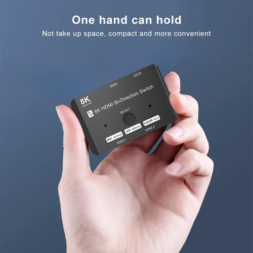 Miniatura 5 de Conmutador HDMI 2.1 Bidireccional Ultra HD 8K Interruptor HDMI 2 en 1 Salida/ 1 en 2 Salida Conmutador HDMI Compatible con 8K@60Hz/ 4K@120Hz 48Gbps