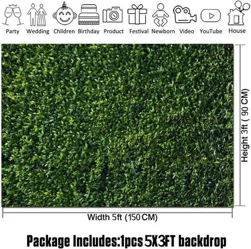 Miniatura 5 de HQM - Fondo de foto 3D de hojas verdes temáticas de primavera para naturaleza, boda, cumpleaños, recién nacido, baby shower, fotografía