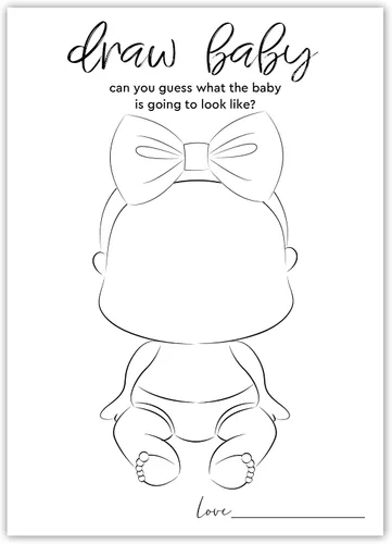 Miniatura 5 de Juegos de dibujar baby shower, juego de fiesta de revelación de género para niños o niñas, suministros para actividades de fiesta de baby shower
