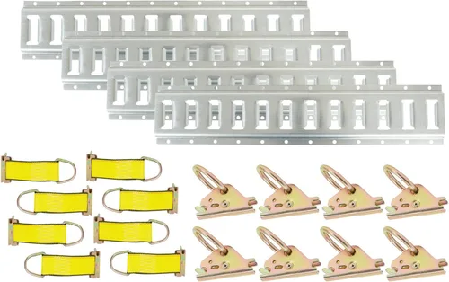Miniatura 9 de Mytee Products Kit de amarre E-Track de 14 piezas, 4 rieles horizontales de 5 pies, 2 correas de trinquete Etrack de 2 pulgadas x 12 pies, 4 juntas
