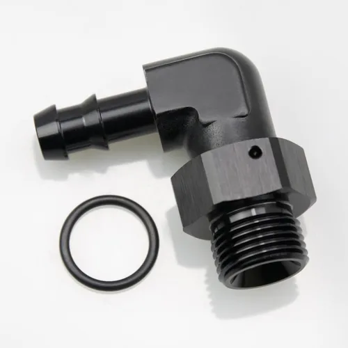 Miniatura 12 de Aluminio -4 AN ORB macho a 1/4 "(6.35mm) Barb Push On Manguera Adaptador Negro