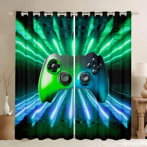 Miniatura 38 de Erosebridal - Paneles de cortina con notas musicales retro rotantes para ventana, cortinas estilo grunge de música rock para niños y adultos
