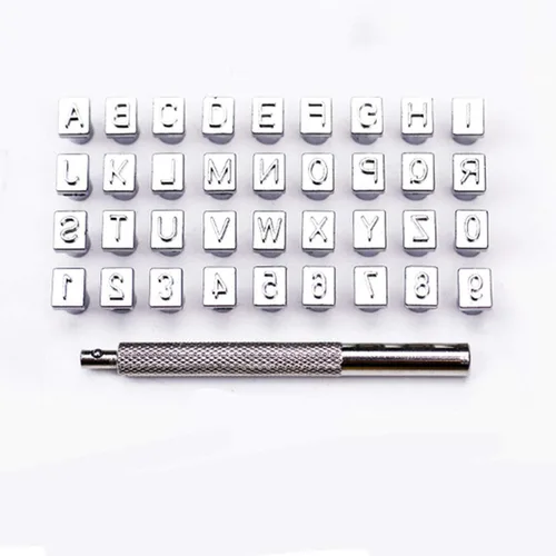 Juego de 26 sellos de letras de metal de artesanía en mayúscula, 1/4 pulgadas (0.236 in) de acero para impresión de letras del alfabeto, herramienta