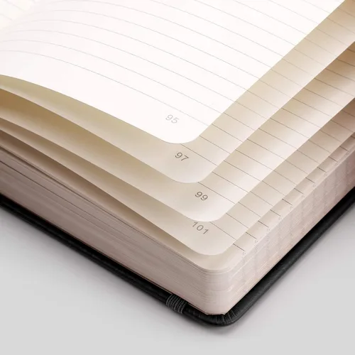 Miniatura 4 de EMSHOI - Cuaderno rayado para la universidad, 256 páginas numeradas tamaño A5, papel grueso de 3.54 oz/y², 16 páginas perforadas, tapa dura de piel