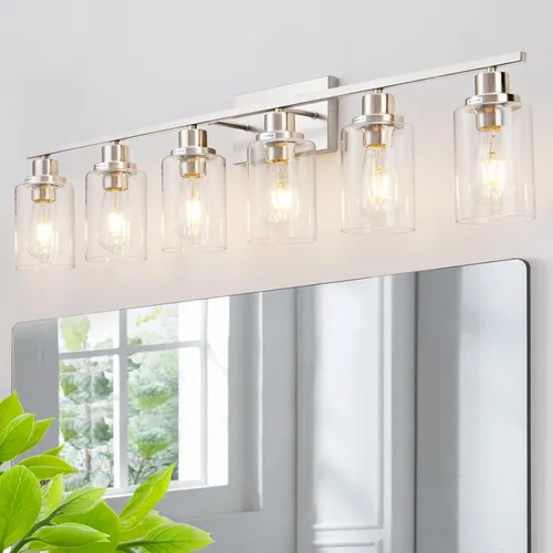 Miniatura 18 de 4 Luces Accesorios de Iluminación para Baño Níquel Cepillado Luz de Tocador Sobre Espejo Moderno Estilo Granja Apliques de Iluminación de Pared