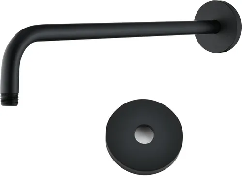 Miniatura 8 de Brazo de ducha de 16 pulgadas con brida, acero inoxidable negro mate de 90 grados, brazo de extensión de cabezal de ducha montado en la pared