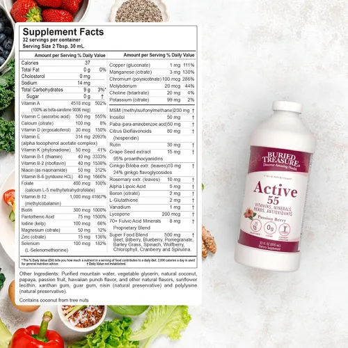 Miniatura 2 de Buried Treasure - Active 55. Vitaminas, Minerales, hierbas y antioxidantes, 32 onzas líquidas