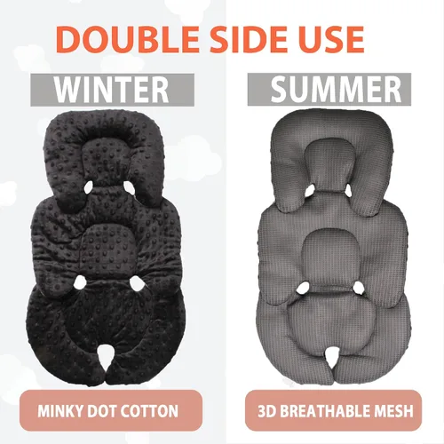 Miniatura 2 de Inserto para asiento de automóvil infantil, cojín reversible 2 en 1 para asiento de automóvil para recién nacido, soporte para la cabeza y el Negro