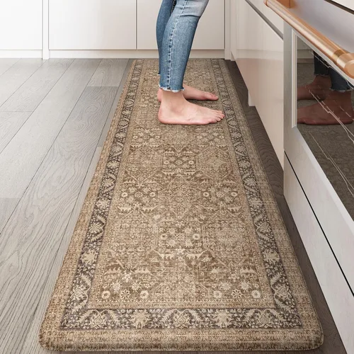 Miniatura 26 de KIMODE Alfombra de Cocina Antifatiga 2 Piezas, Alfombras de Cocina Antideslizantes e Impermeables, Alfombra de Cocina de Estilo Rústico en Gris
