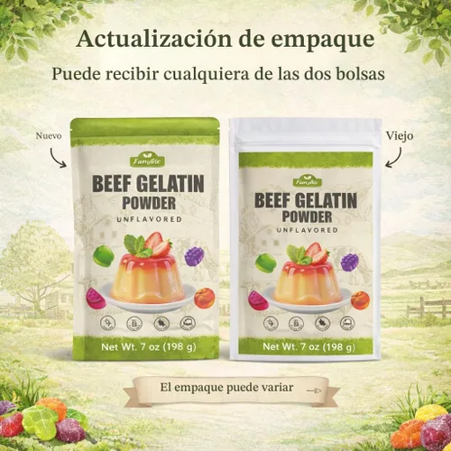Miniatura 8 de Polvo de gelatina de res sin sabor, 7 oz/198 g de gelatina alimentada con pasto, agente espesante premium, sin gluten ni azúcar, para gomitas