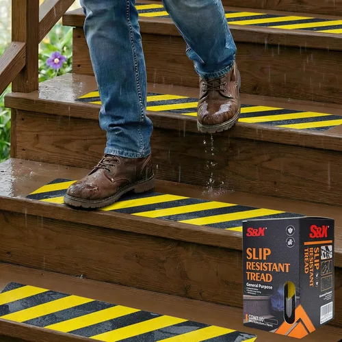 Miniatura 16 de S&X Peldaños de escaleras con cinta antideslizante reflectante de rayas 5 unidades/paquete, peldaños reflectantes de 6 x 24 pulgadas, peldaños
