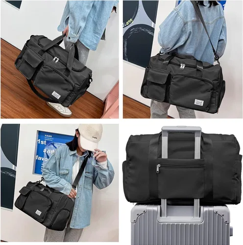 Miniatura 7 de Bolsa de deporte para gimnasio con compartimento para zapatos y bolsillo separado seco y húmedo para hombres y mujeres, bolso de entrenamiento