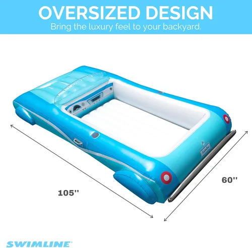 Miniatura 4 de SWIMLINE Colchón Flotante Inflable para Piscina Tumbona Balsa, Colchoneta Divertida, Convertible Clásico, Azul Coche convertible clásico