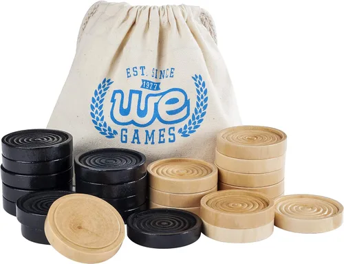 Miniatura 5 de WE Games Solo piezas de madera (1.06 pulgadas), juego de mesa de damas y piezas de backgammon, 24 crestas apilables teñidas naturales y negras