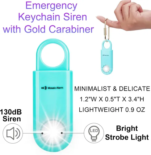 Miniatura 8 de Alarma de seguridad personal de 130 dB con luz estroboscópica. Alertas de emergencia SOS de sonido fuerte con mosquetón. Sirena de llavero