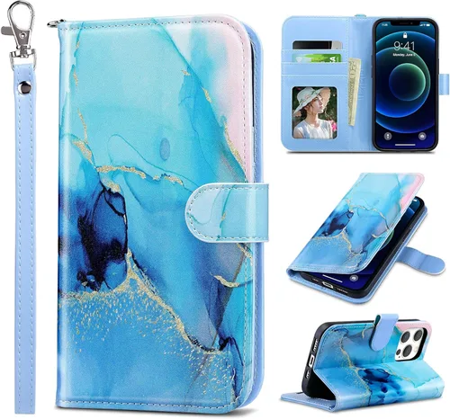 Miniatura 10 de ULAK Funda tipo cartera compatible con iPhone 13 para mujer, piel sintética de alta calidad con tarjetero, función atril, funda tipo cartera